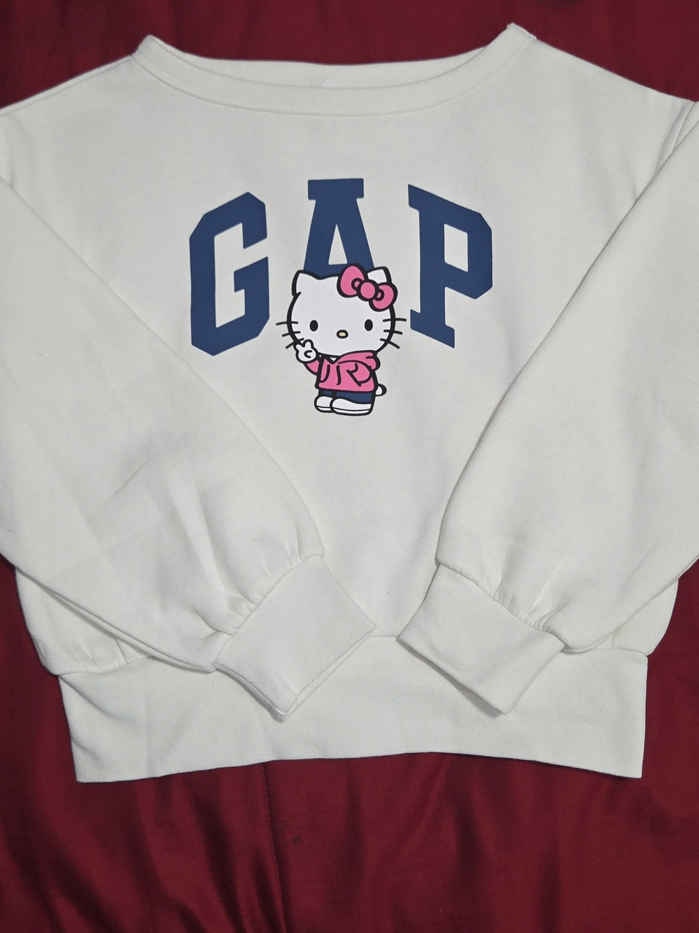 GAP White Sweatshirt with Hello Kitty and Navy Logo
